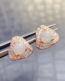 Natural Opal Triangle Stud Earrings