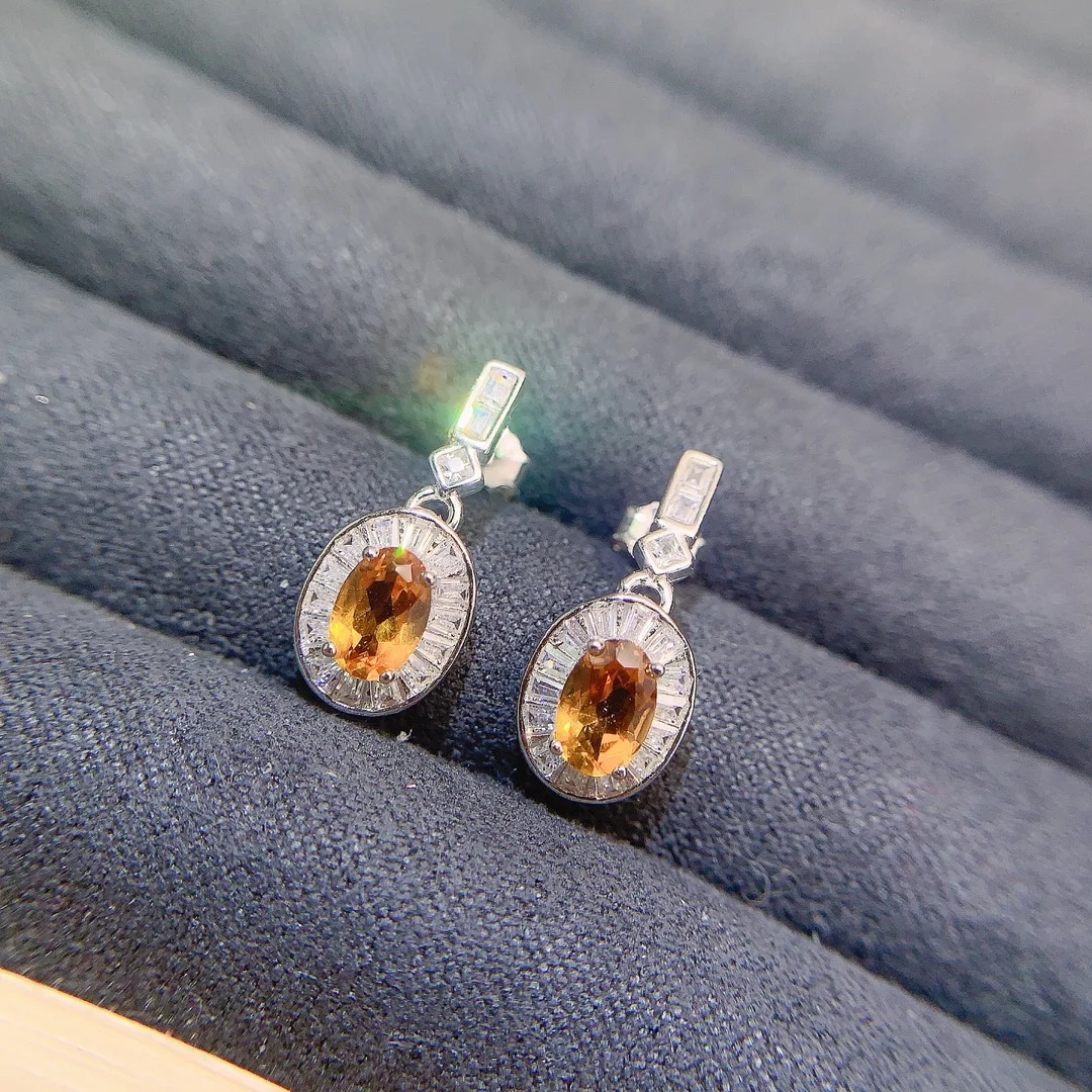 Natural Citrine Oval Drop Earrings - view 2