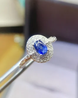 Natural Sapphire Double Halo Ring