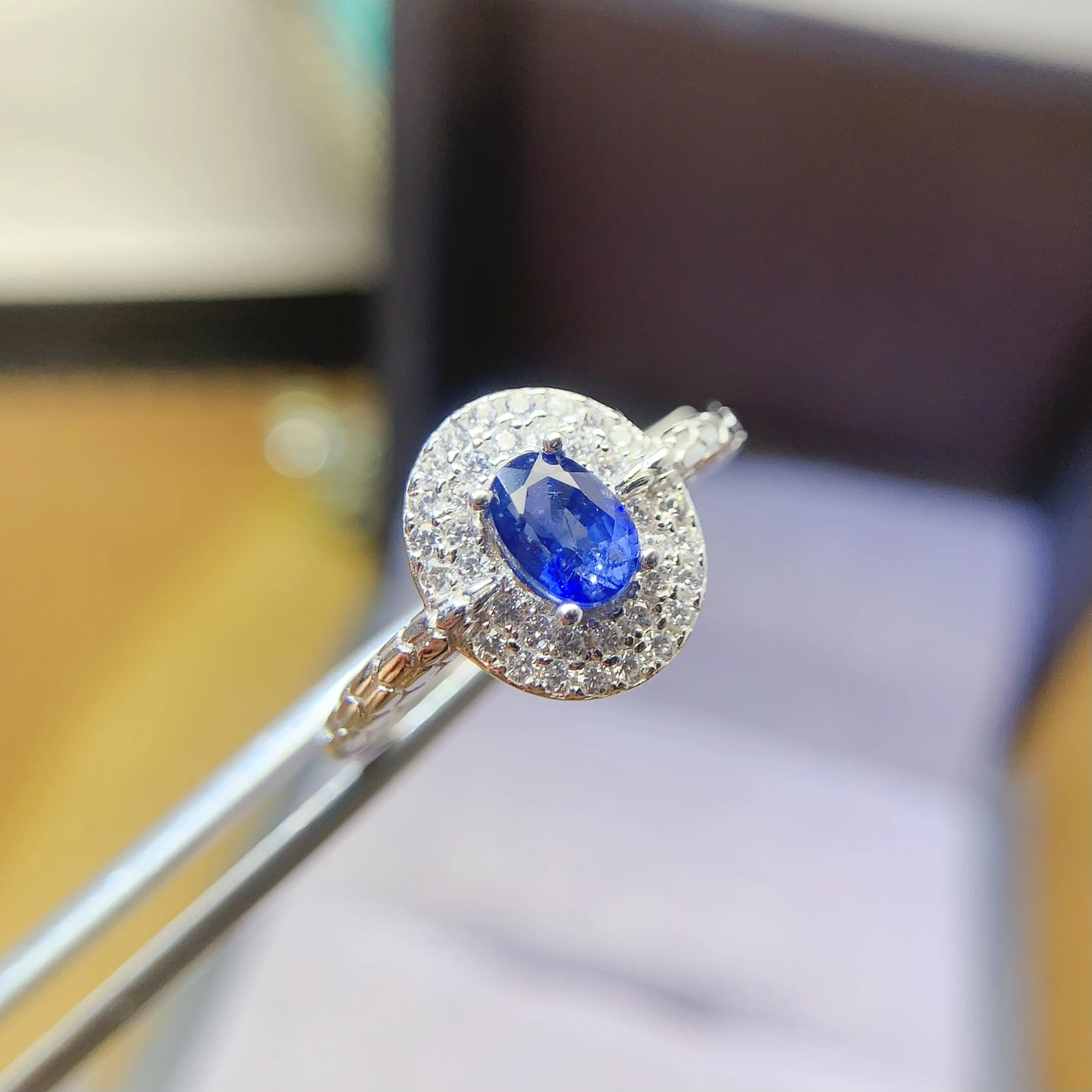 Natural Sapphire Double Halo Ring - view 1