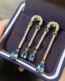 Natural Topaz Pear Stud Earrings