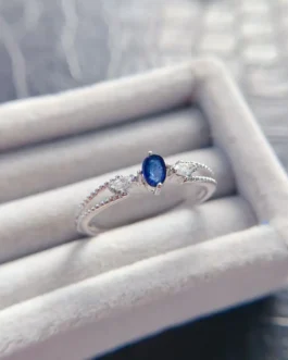 Natural Gemstone Slim Oval Ring