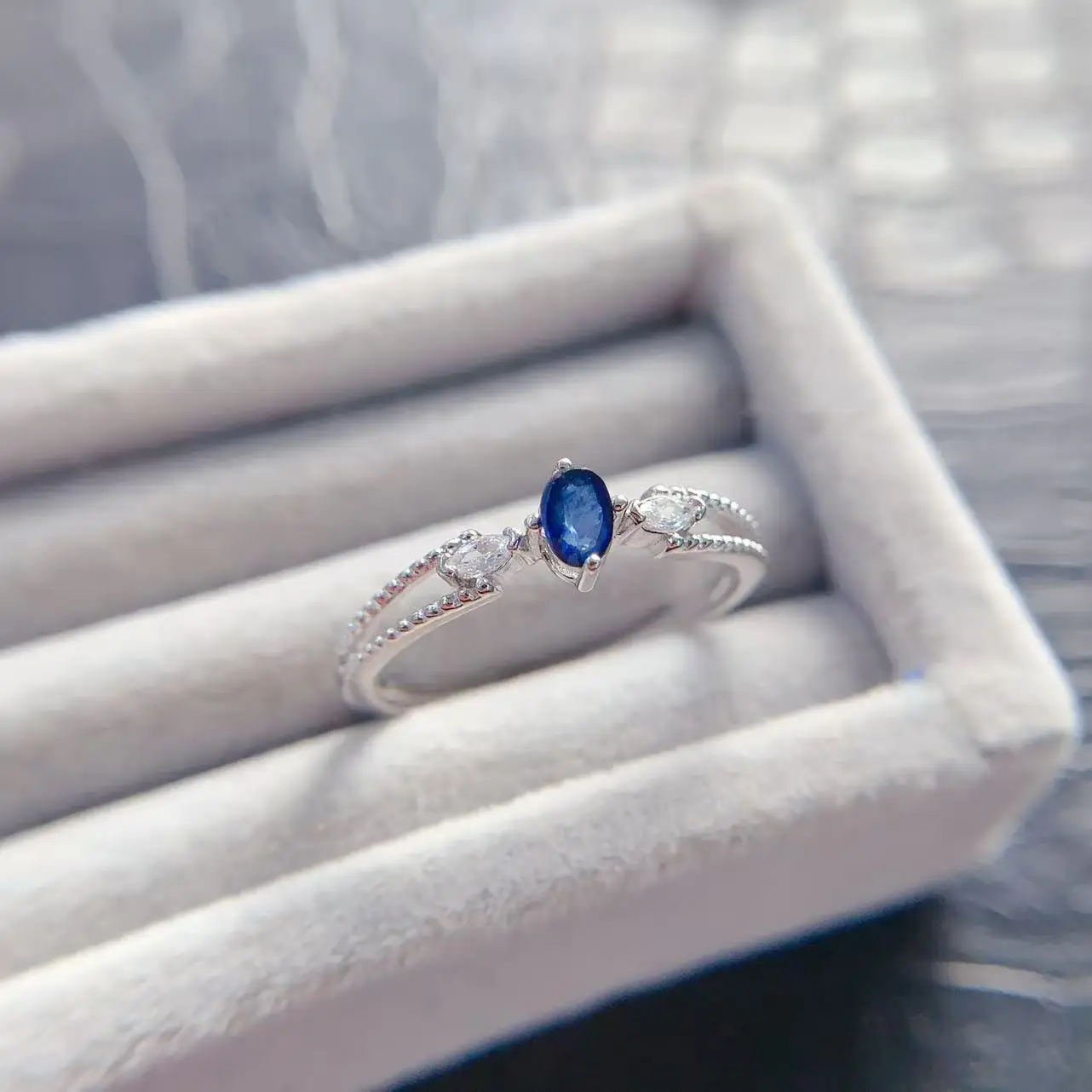 Natural Gemstone Slim Oval Ring - view 2