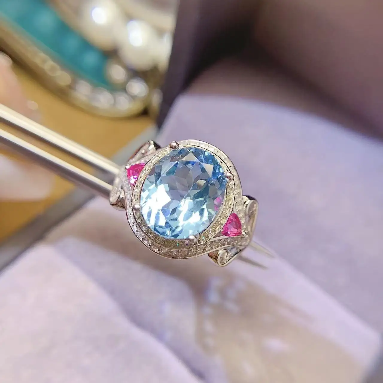 Sky Blue Topaz Accent Ring - view 1