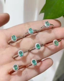 Natural Emerald Petite Halo Ring