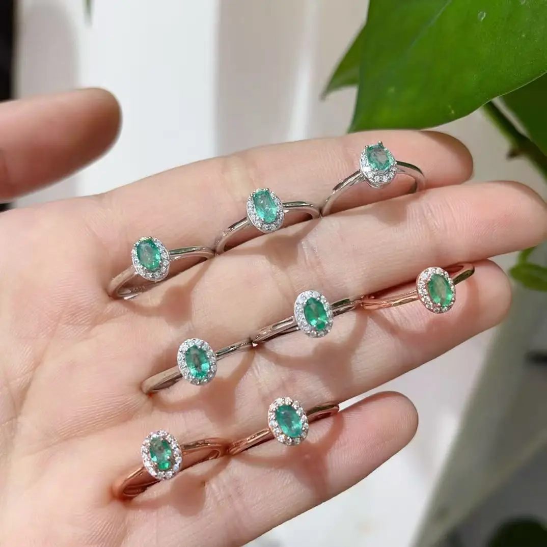 Natural Emerald Petite Halo Ring - view 1