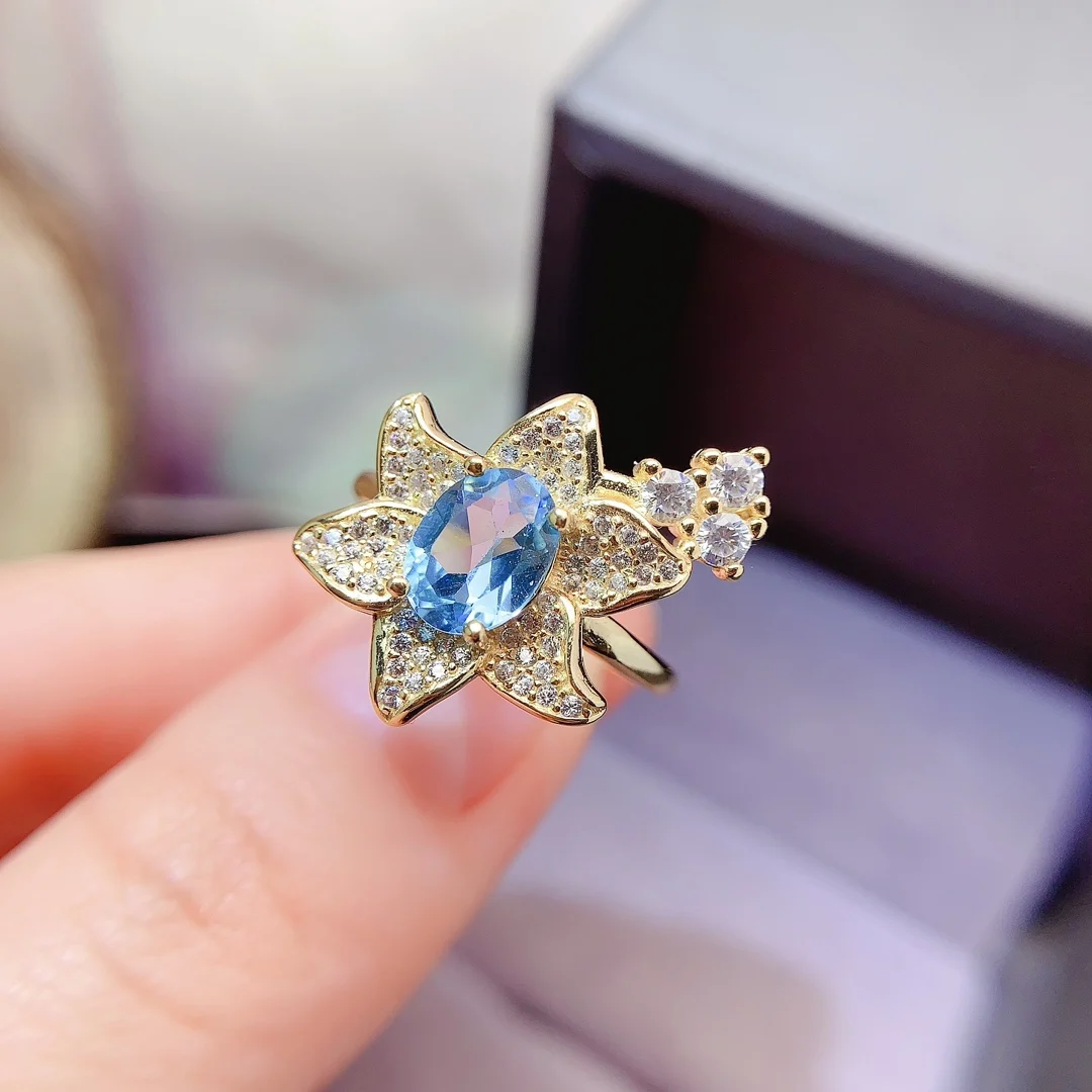 Natural Topaz Floral Star Ring - view 1