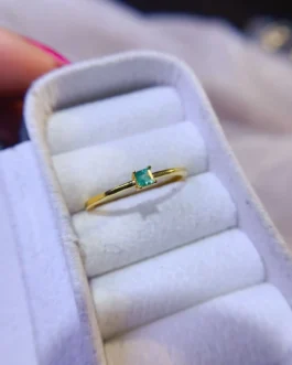 Natural Emerald Square Solitaire Ring