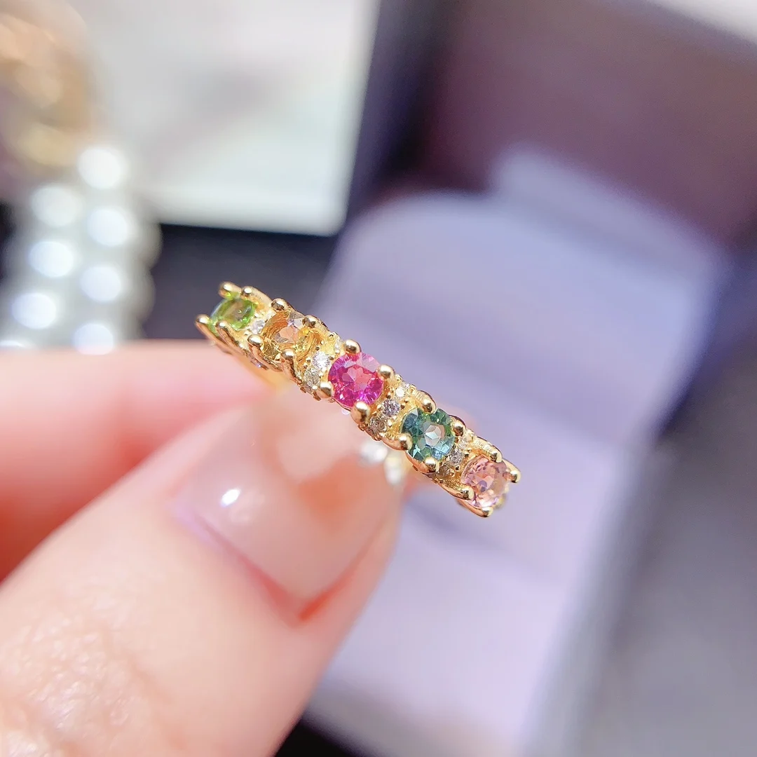 Natural Tourmaline Round Halo Ring - view 1