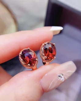 Natural Garnet Rose Earrings