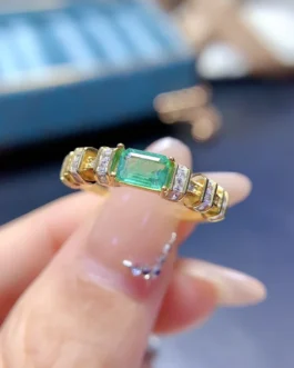 Natural Emerald Station Ring