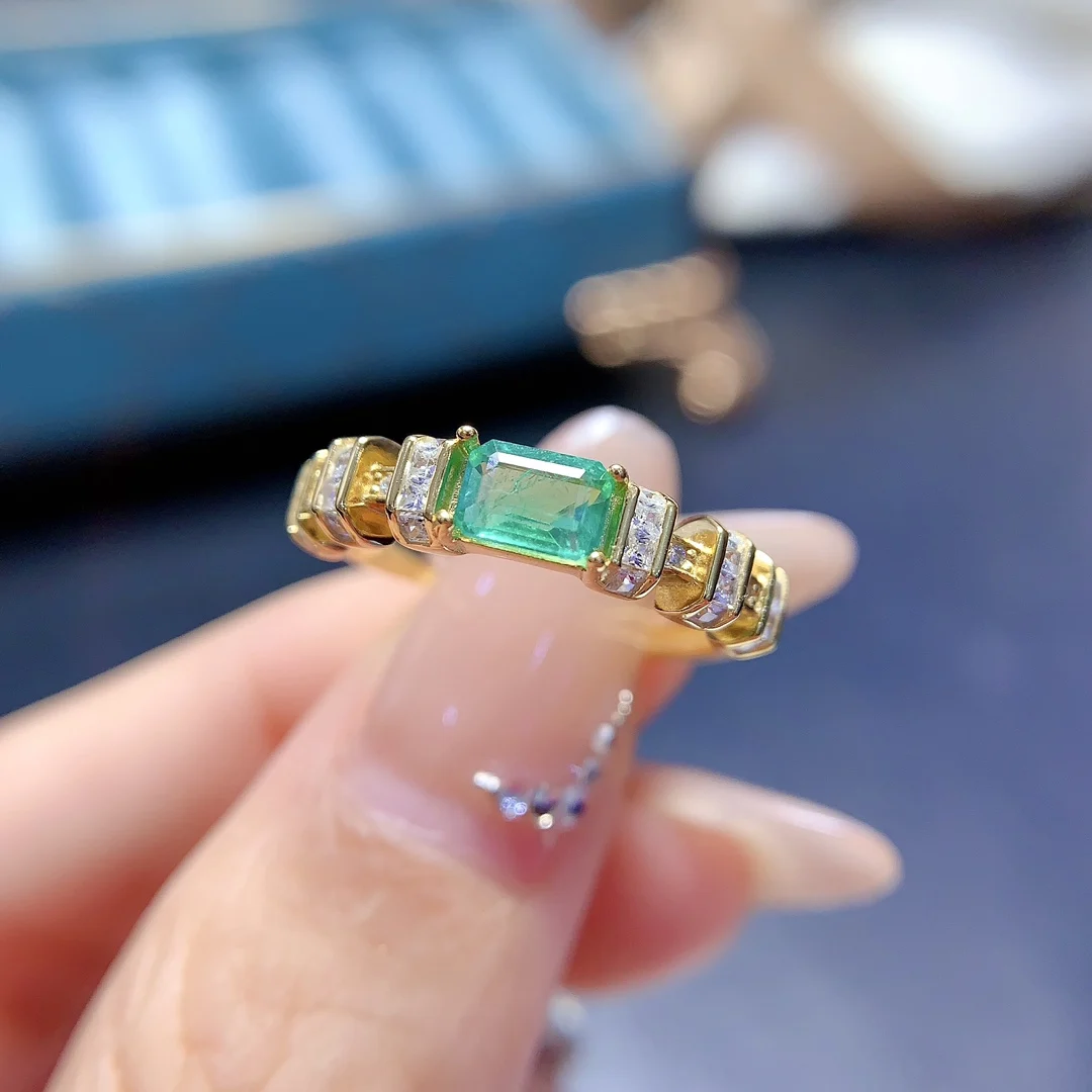 Natural Emerald Station Ring - view 1