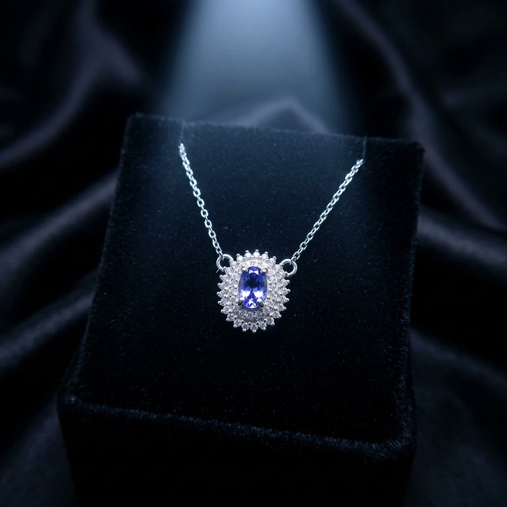 Natural Tanzanite Choker Pendant Necklace - view 1