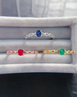 Natural Gemstone Oval Prong Ring