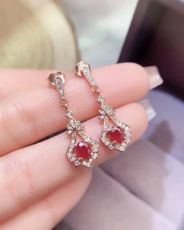 Natural Ruby Crown Stud Earrings