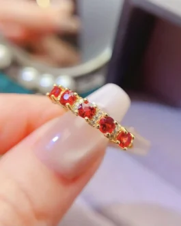 Natural Red Sapphire Open Ring