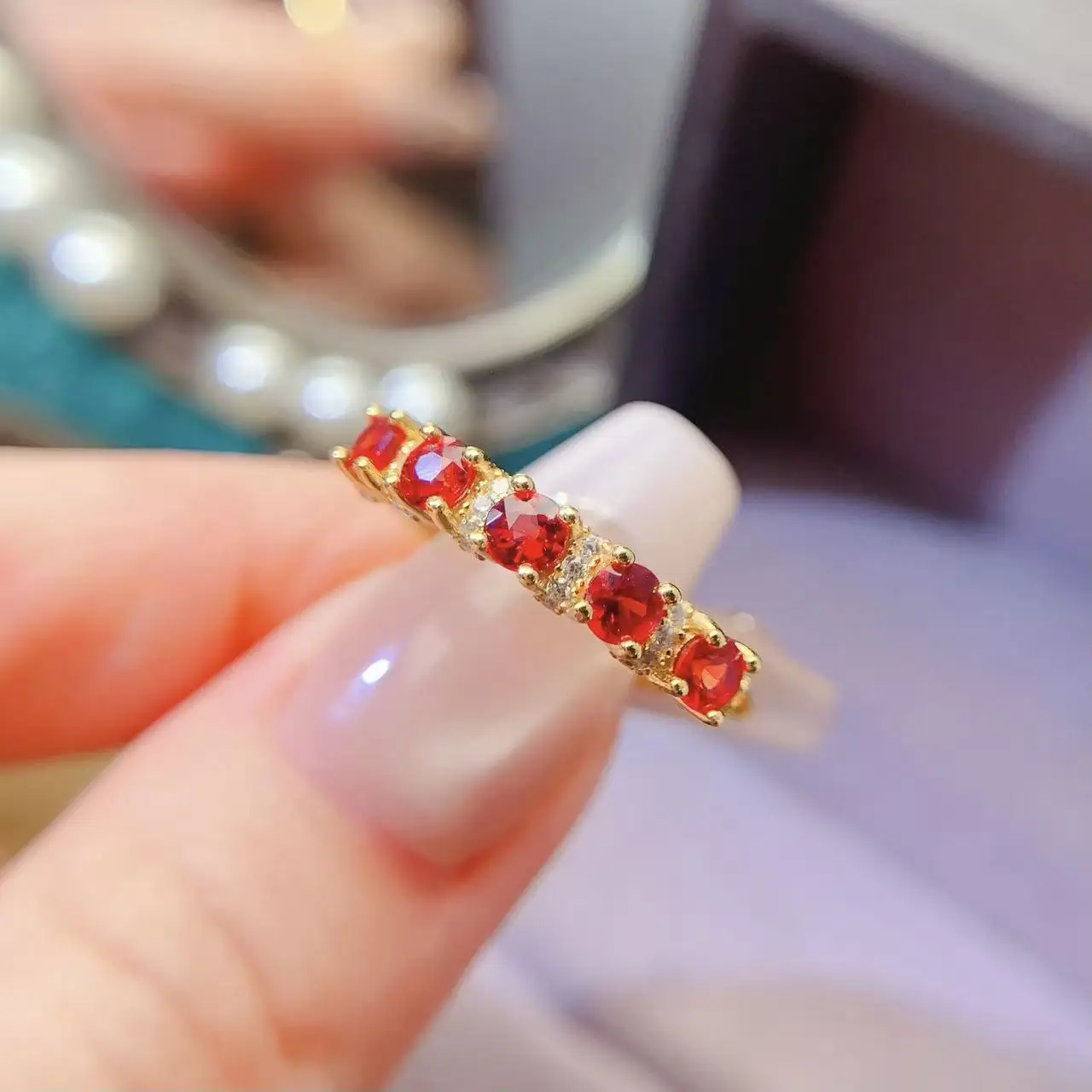 Natural Red Sapphire Open Ring - view 1