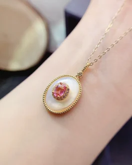 Natural Pink Sapphire Oval Pendant
