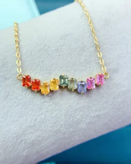 Natural Sapphire Rainbow Pendant Necklace