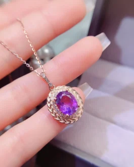 Natural Amethyst Petite Oval Pendant