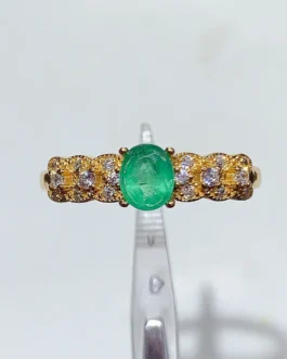 Natural Emerald Wide Pavé Ring