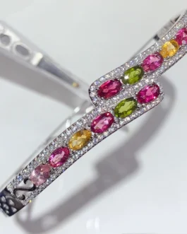 Natural Tourmaline Open Cuff Bangle