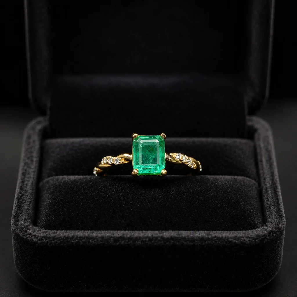 Natural Emerald Twist Shoulder Ring - view 1