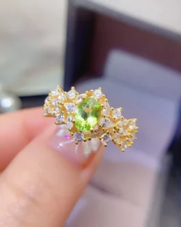 Natural Peridot Triple Oval Ring