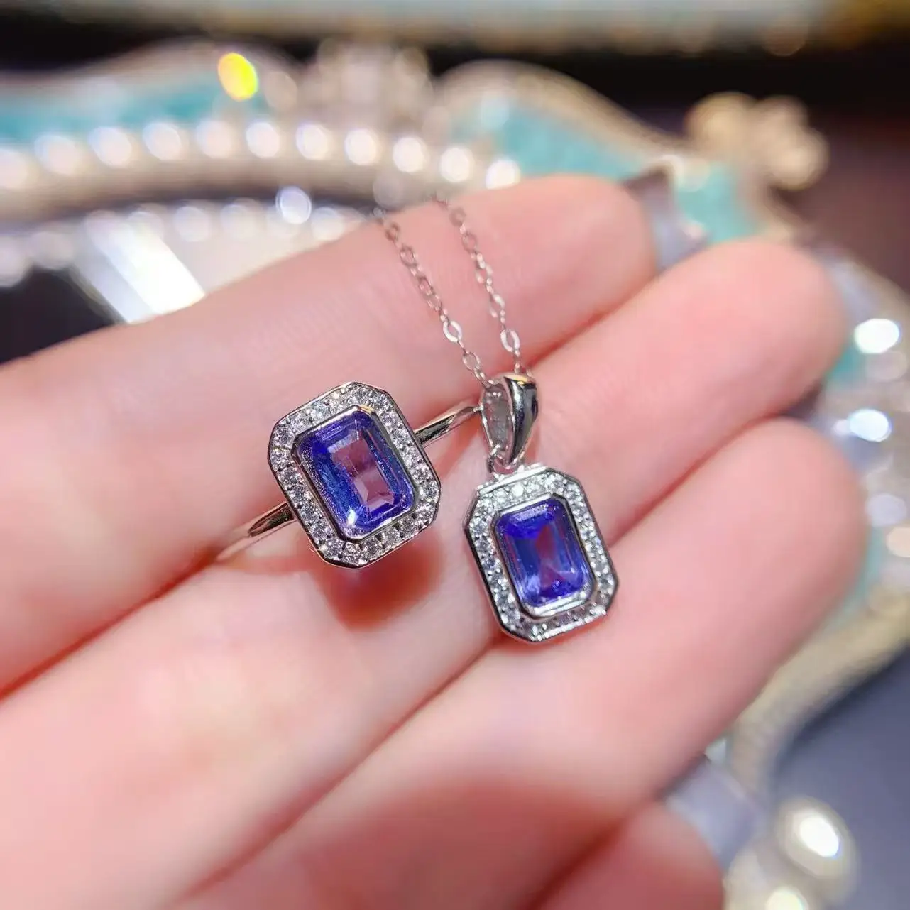 Natural Tanzanite Delicate Jewelry Set - view 2