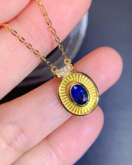 Natural Sapphire Sunray Pendant