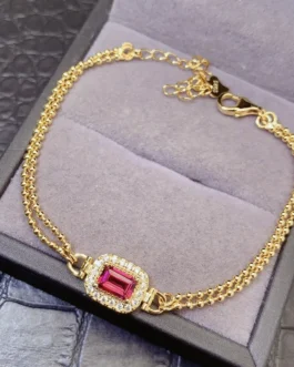 Natural Garnet Dainty Bracelet