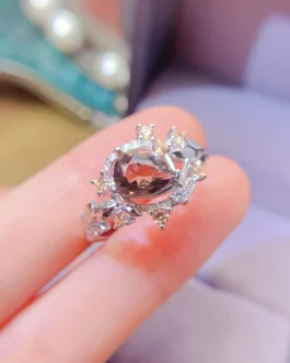 Natural Citrine Pear Halo Ring
