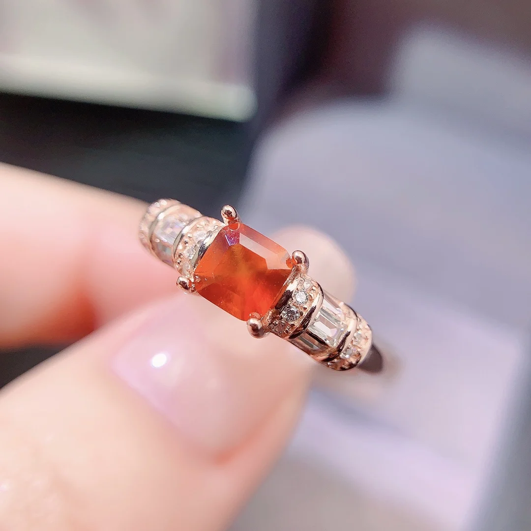 Natural Garnet Baguette Shoulder Ring - view 1