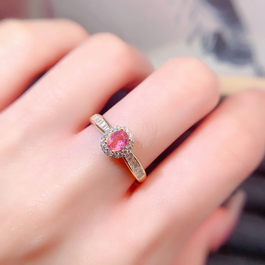 Natural Tourmaline Gold Halo Ring - view 5