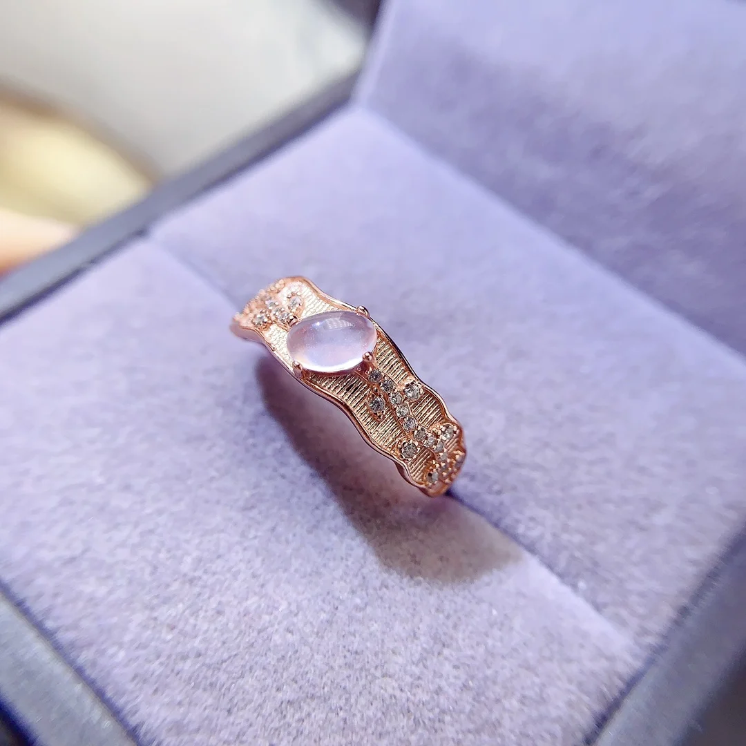 Natural Rose Quartz Wedding Ring - view 6