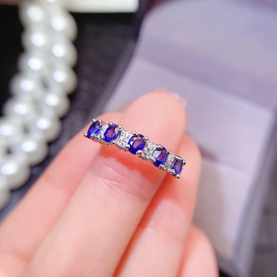 Natural Sapphire Half Eternity Ring - view 4