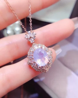 Natural Lavender Cushion Halo Pendant