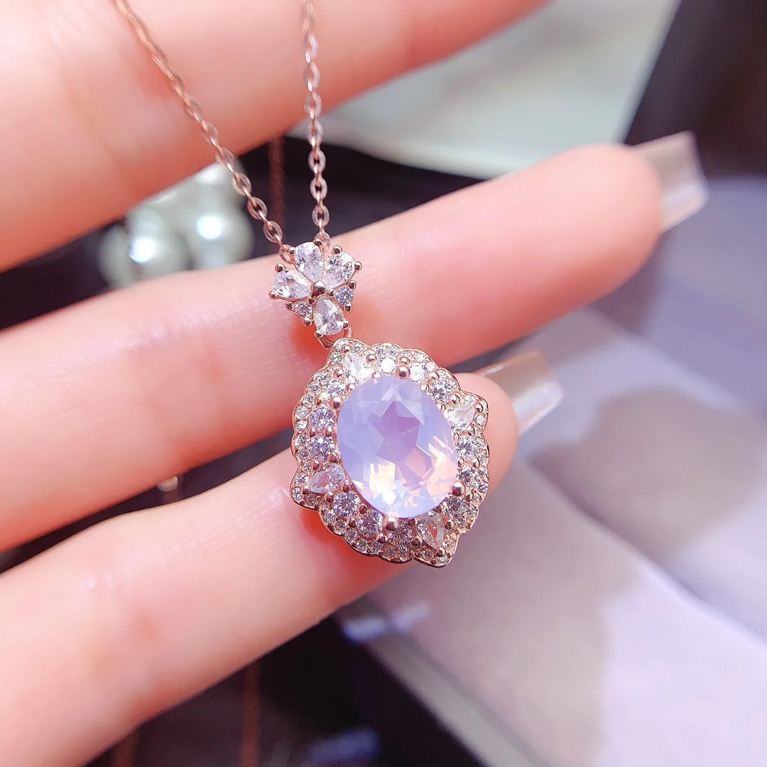 Natural Lavender Cushion Halo Pendant - view 1
