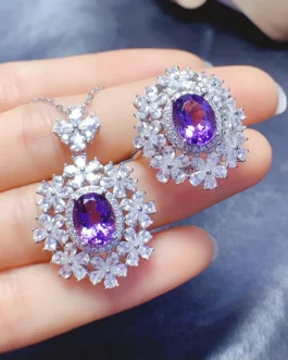 Natural Amethyst Elegant Jewelry Set