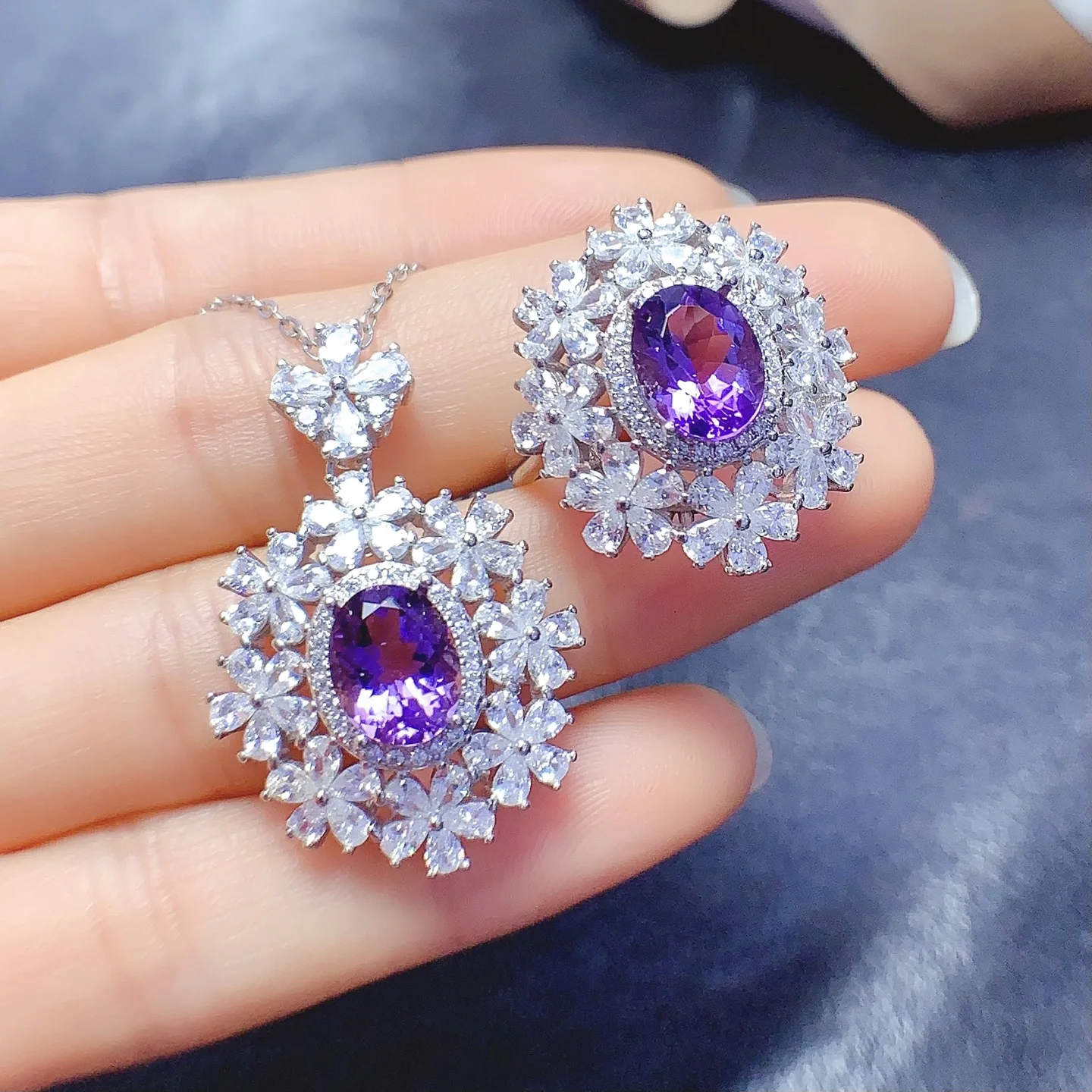 Natural Amethyst Elegant Jewelry Set - view 1