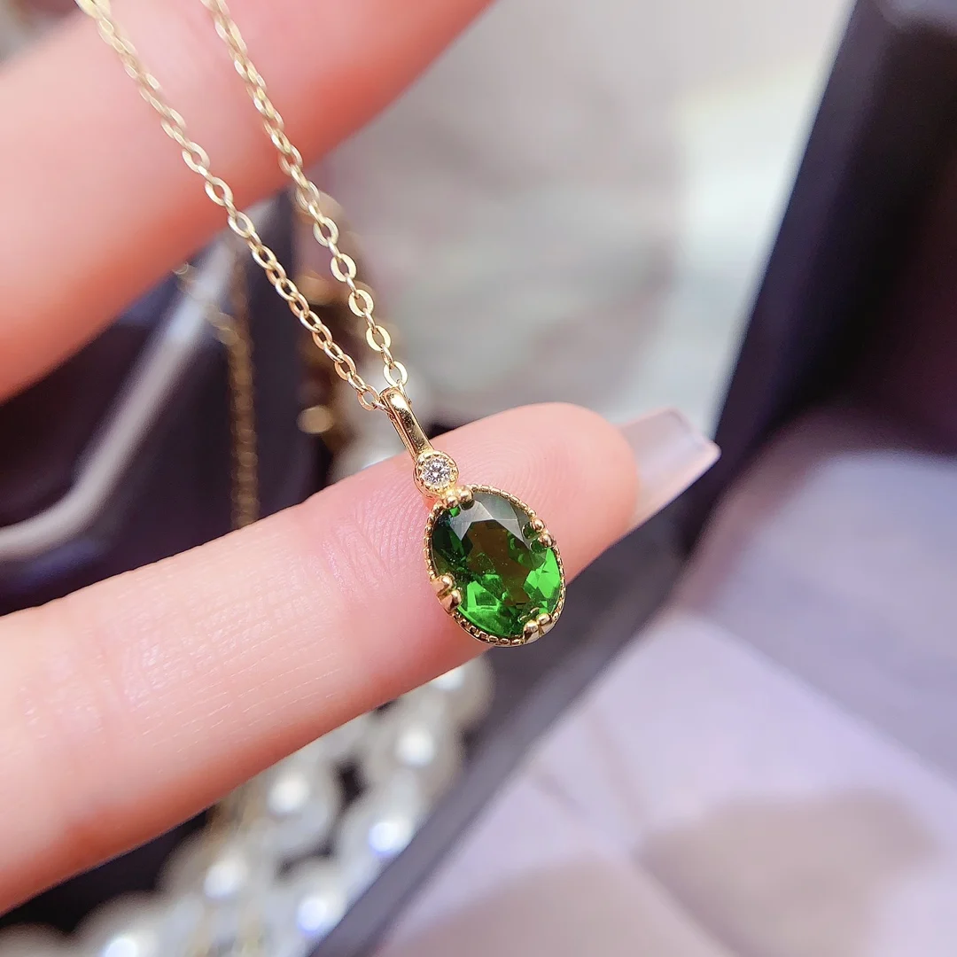 Natural Diopside Drop Pendant - view 2