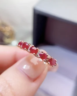 Natural Ruby Oval Row Ring