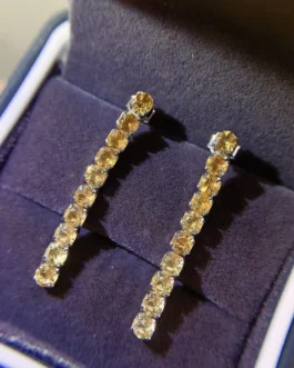 Natural Citrine Bar Stud Earrings