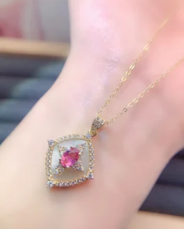 Natural Tourmaline Framed Pendant