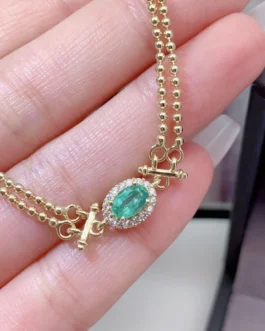 Natural Emerald Double Chain Bracelet
