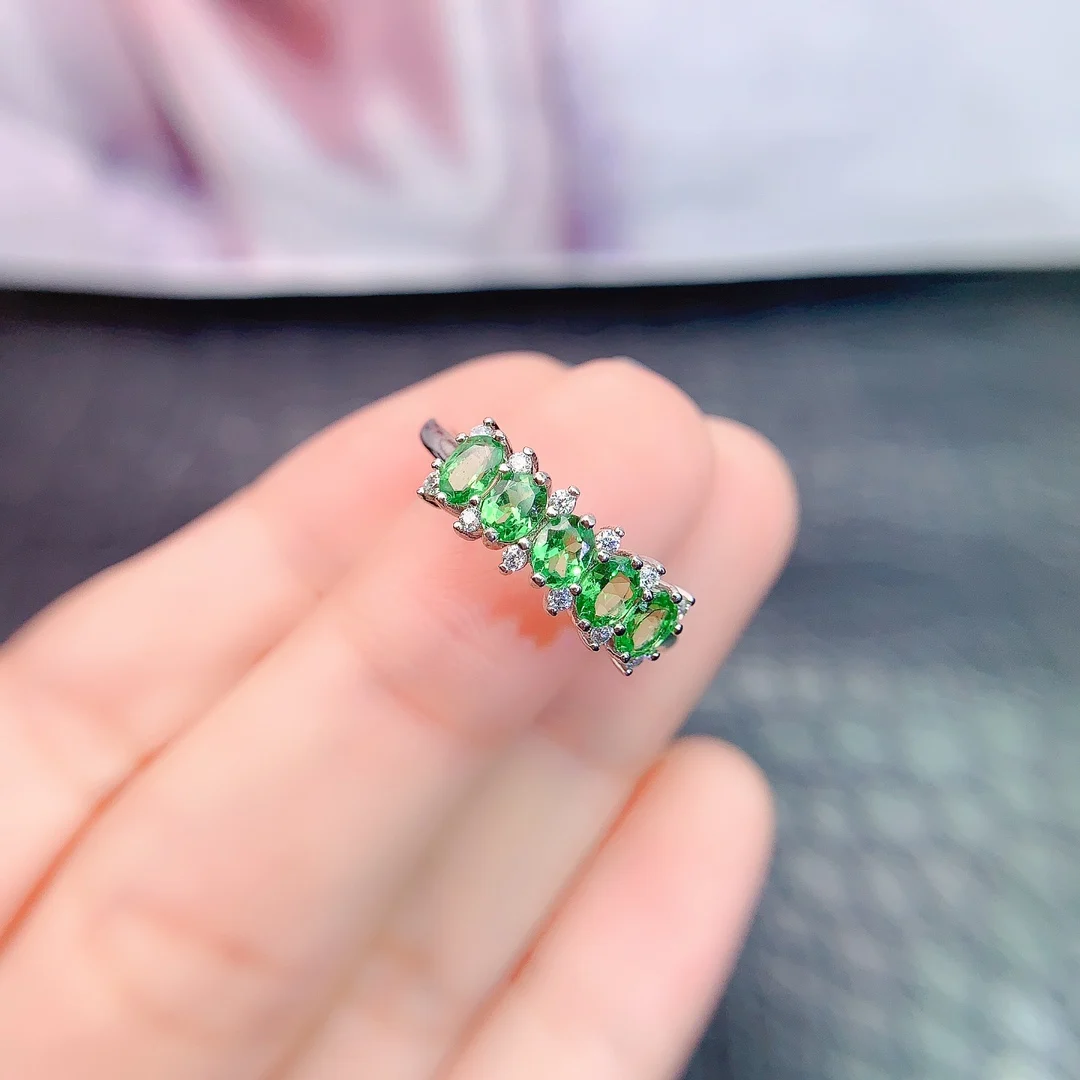 Natural Tsavorite Vintage Halo Ring - view 4