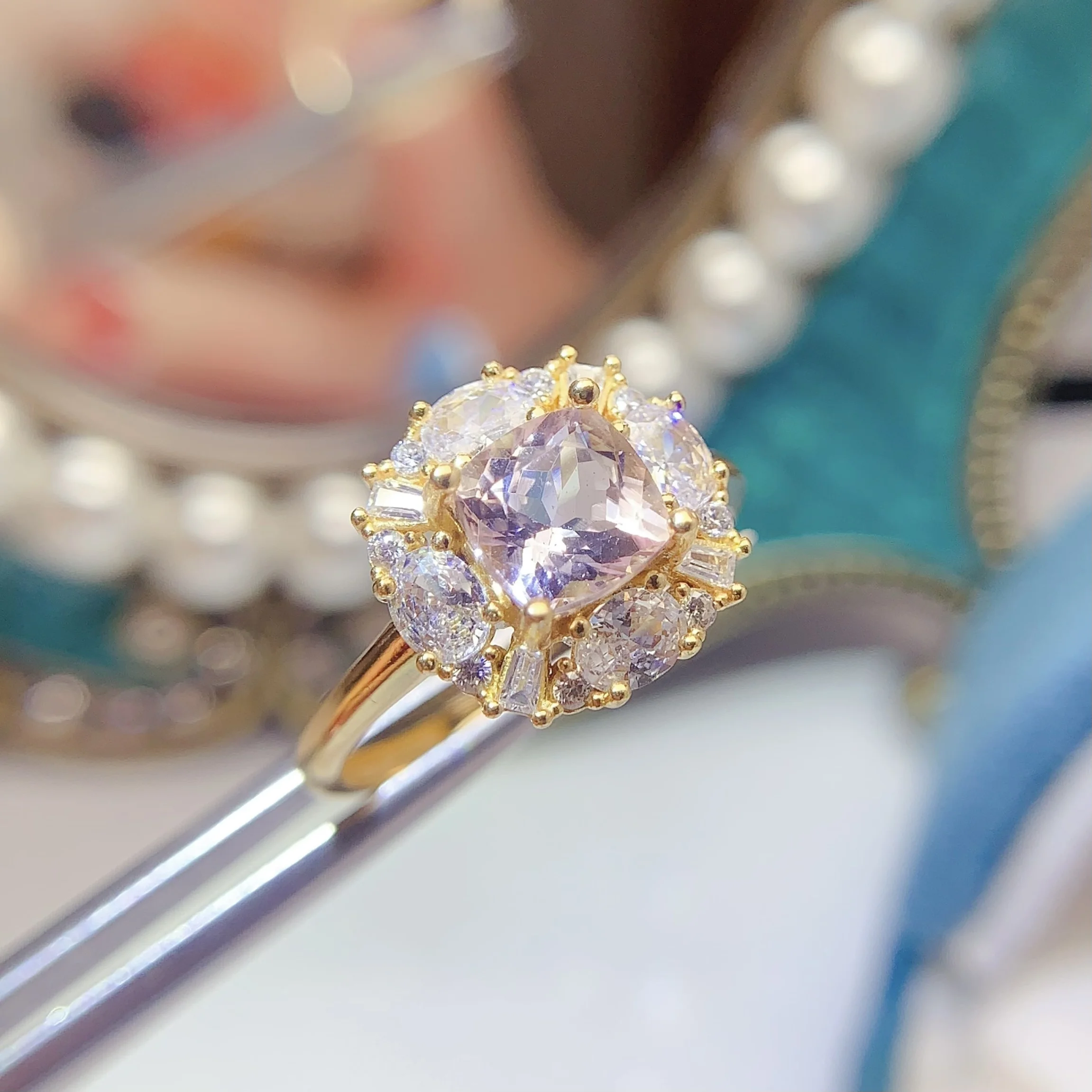 Natural Morganite Dainty Band Ring - view 4