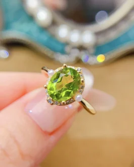 Natural Peridot Silver Statement Ring