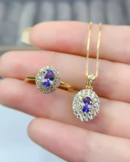 Natural Tanzanite Dainty Jewelry Set