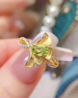 Natural Peridot Marquise Bow Ring